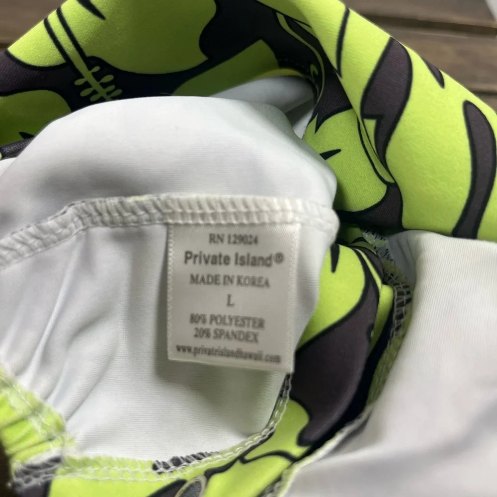 Private Island Green and Black Tropical Dog Shirt size L